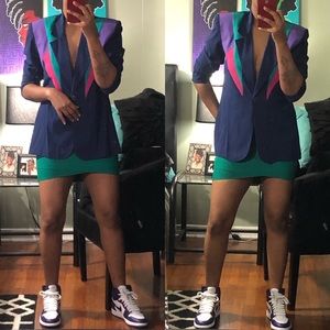 Navy blue colorblock blazer